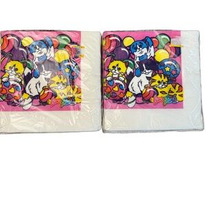 VTG Lisa Frank Lunch Kitten Balloon Napkins 16 CT Bundle of 2